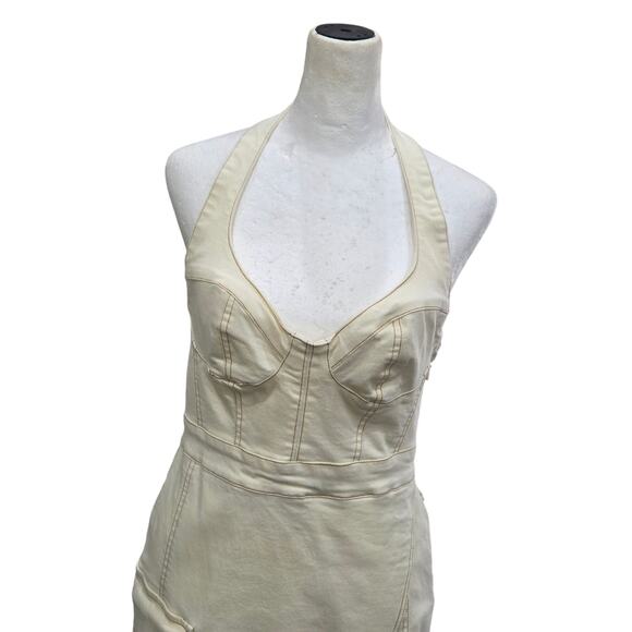 Urban Outfitters Jenny Halter Mini Dress Medium Denim Bustier‎ Cargo Utility Y2K - Picture 3 of 13